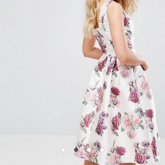 Chi Chi London Satin Midi Dress in Floral - Picture 2 of 4